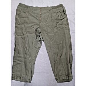Knox Rose Sz 4X Pants Ankle Straight Leg Olive Green Button Fly Elastic Waist